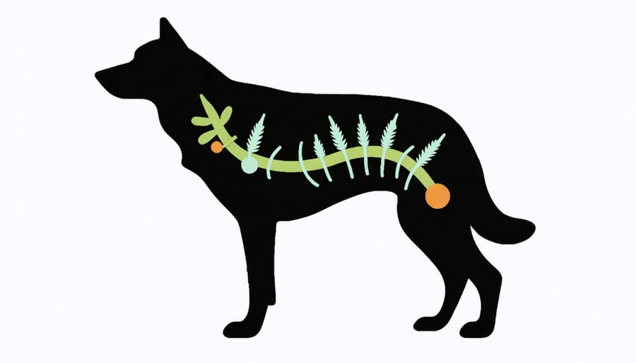 Diagram of canine endocannabinoid system showing CB1 and CB2 receptors